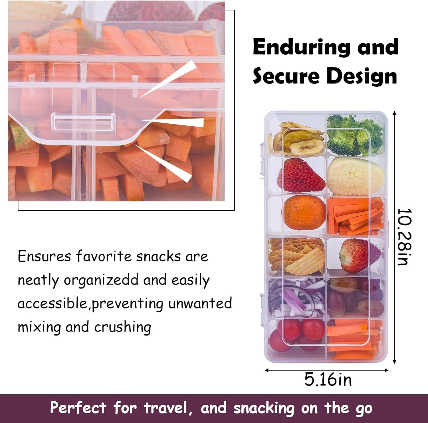 XANGNIER Snack Box Container for Kids Lunch Accessories,Divided Snackle Box Charcuterie Container,12 Compartments Reusable Food Storage Containers for School, Travel,Work,Bento Box Accessories,2 Pack