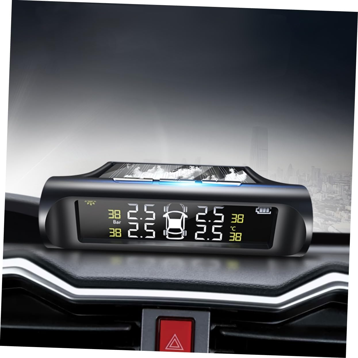 ABOOFAN Solar Energy Tire Pressure Monitor with High Definition Color Screen Real Four Wheel Pressure and Temperature Display Design for Accurate Monitoring and Instant Alerts