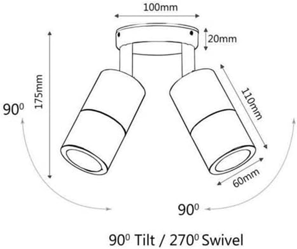 Crown Double Adjustable Outdoor Wall Pillar Lights - 240V - IP65 - Aluminium image number 1