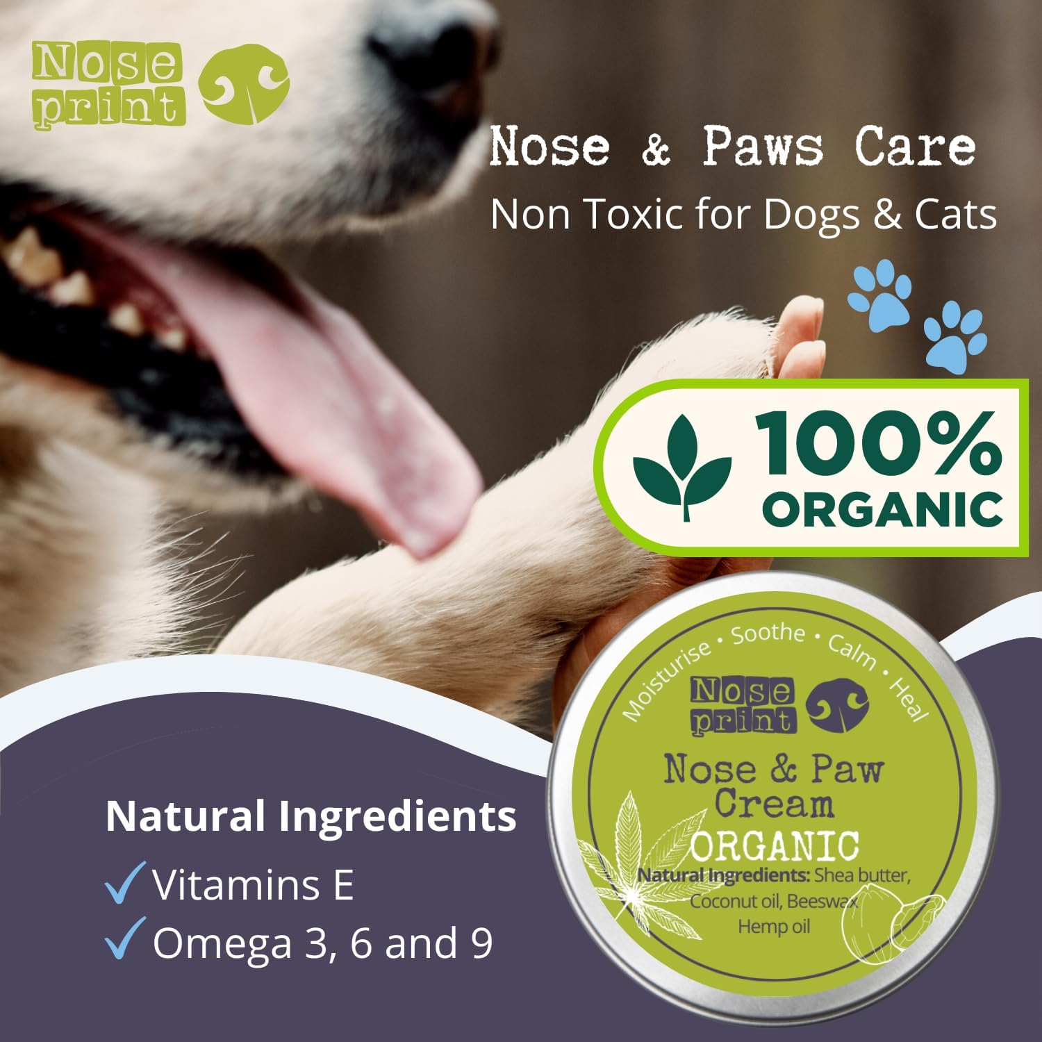 Organic Dog Nose & Paw Balm Paw Protector | Paw Balm for Dogs | Dog Paw Moisturiser Dog Paw Balm Moisturises and Conditions and Relieves Dry and Cracked Pads (30 ML) image number 6