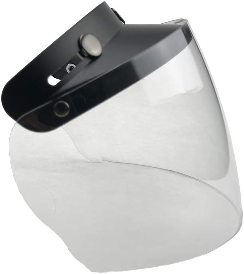 WANCAR Standard 3-Snap Button Universal Visor for Open Face Motorcycle Helmet Wind Shield Flip up Down(Clear) image number 4