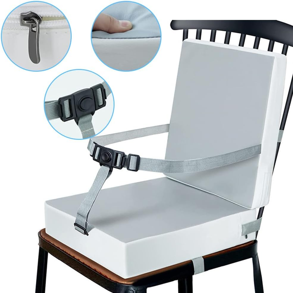 Portable Toddler Booster Seat,Increasing Booster Cushion,Adjustable Seat Belt,Removable Chair Booster,Seat Pad,Soft Seat Mat,For Dining,Learn,Camping,Play image number 4