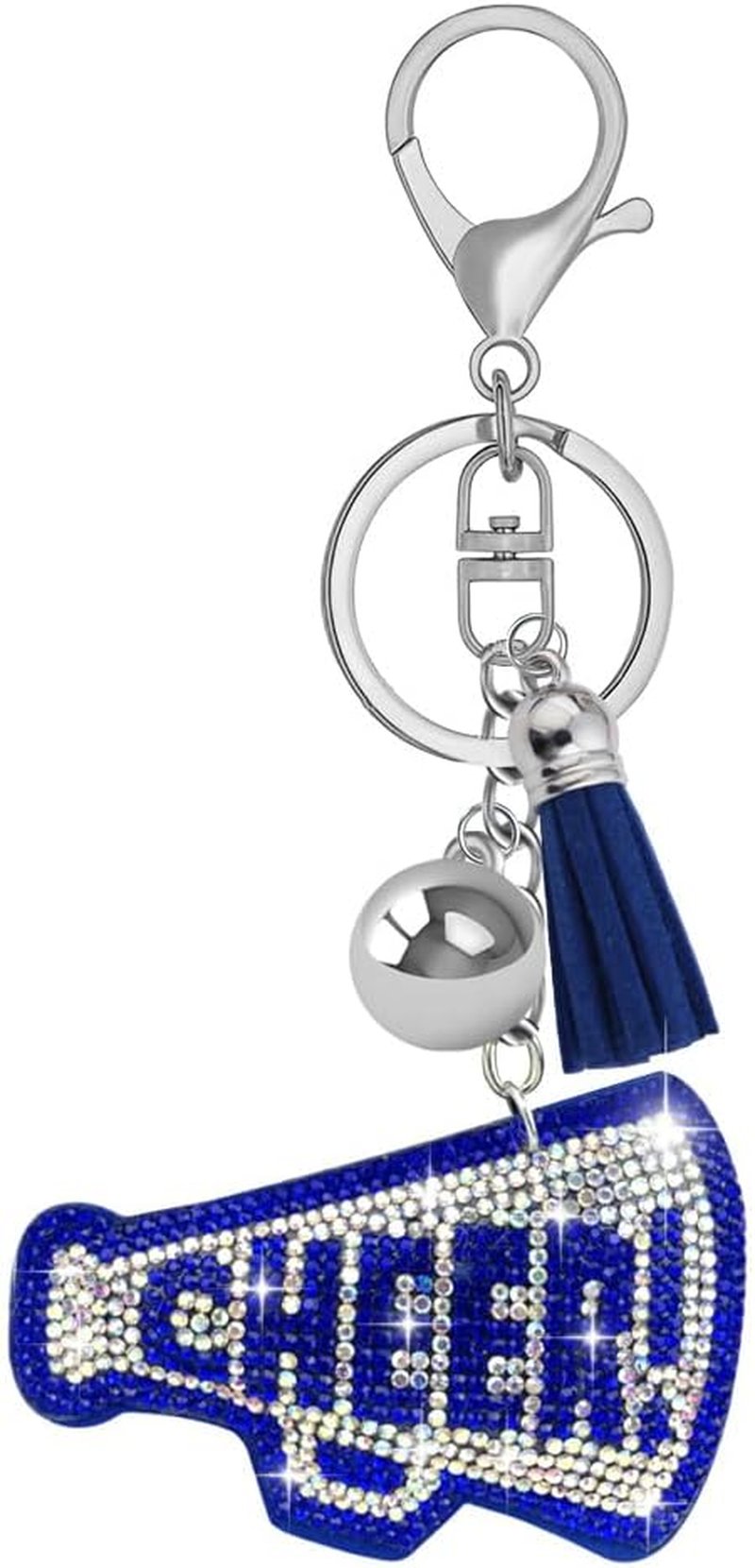 Rhinestone Cheer Keychain for Women Girls Cheerleader Cheer Gifts for Team Cheerleading Stuff Glitter Sparkly Bag Charms