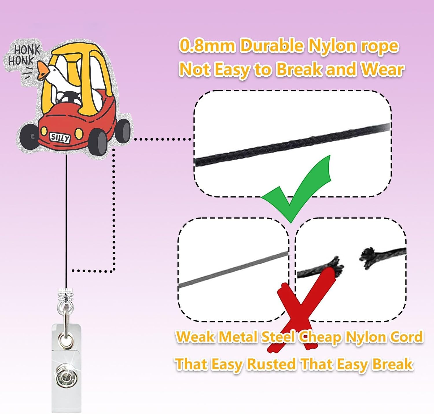 Funny Angry Goose Badge Reel Retractable for Nurse Nursing RN CNA LPN Medical Worker & Office Staff | Cute Nurse Gifts, Silly Goose Badge Holder with Alligator Clip & 24&rdquo; Durable Nylon Cord | Acrylic image number 5