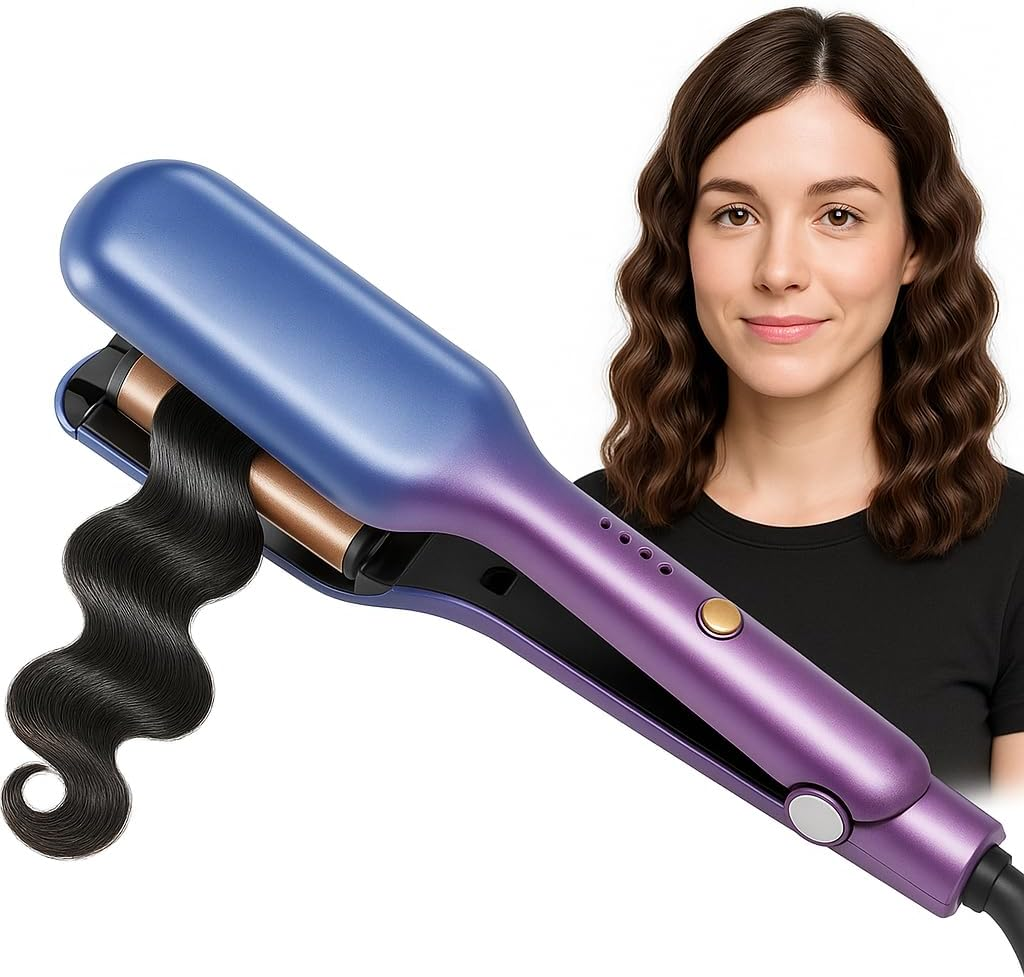 25Mm 3 Barrel Wave Curling Iron &ndash; Ceramic Hair Waver with 5 Adjustable Temperatures, Beach Waves Crimper for Short, Medium & Long Hair &ndash; Gradient Blue Purple image number 4