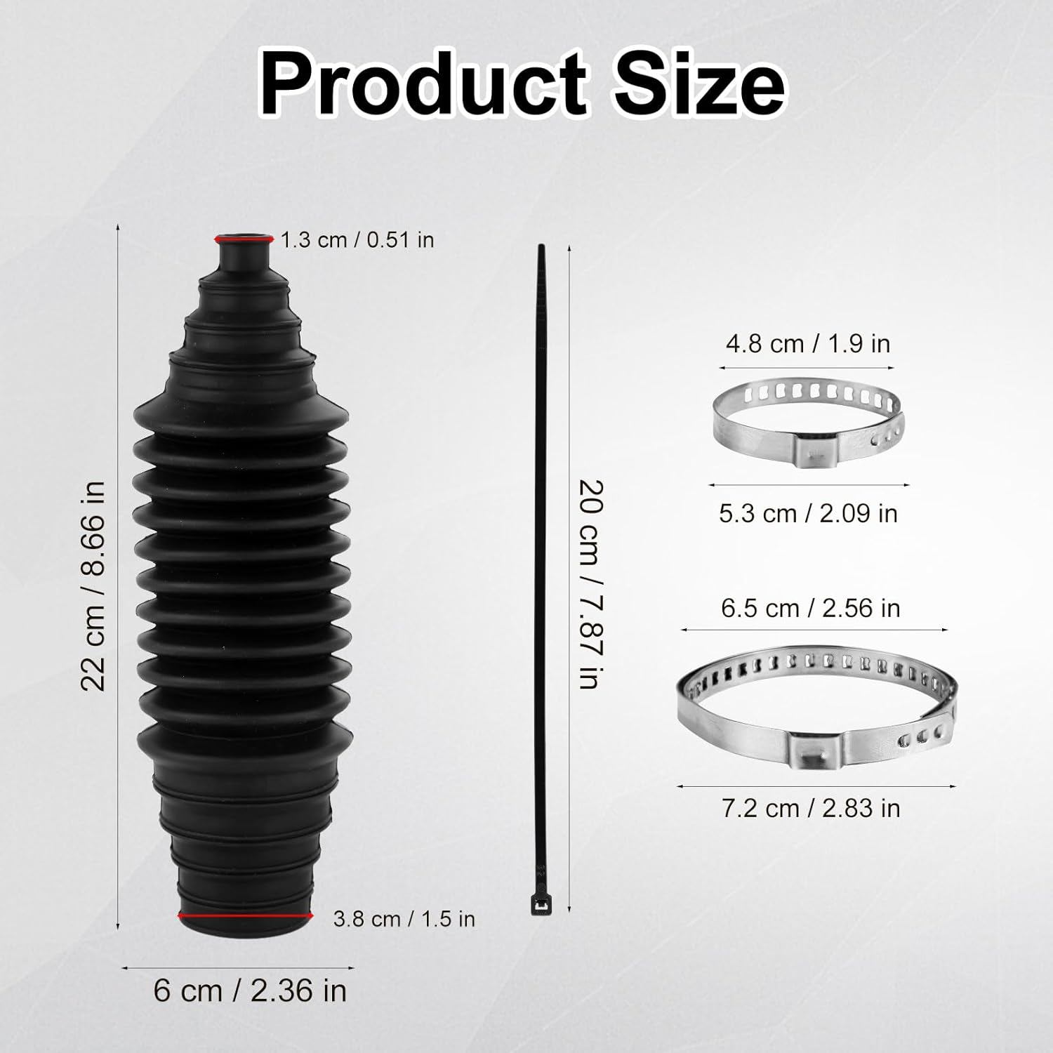 Inner Tie Rod Boot Kit, 8.66X2.36X2.36In Silicone Steering Rack Boot Tool Dust-Proof Car Rack and Pinion Boot Waterproof Inner Tie Rod Bellow Boot Car Accessories(Black) image number 6