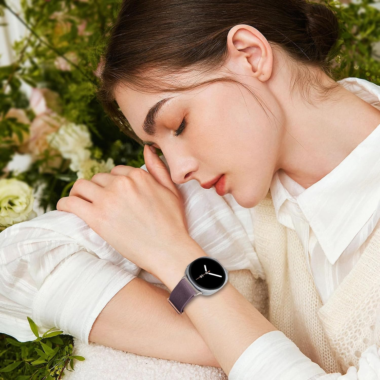 TUCOMO Pack of 6 Elastic Nylon Wristbands Compatible with Samsung Galaxy Watch 8 Strap 40 Mm 44 Mm/8 Classic 46 Mm, Loop Stretchy Replacement Strap for Samsung Galaxy Watch 8 Men Women image number 1