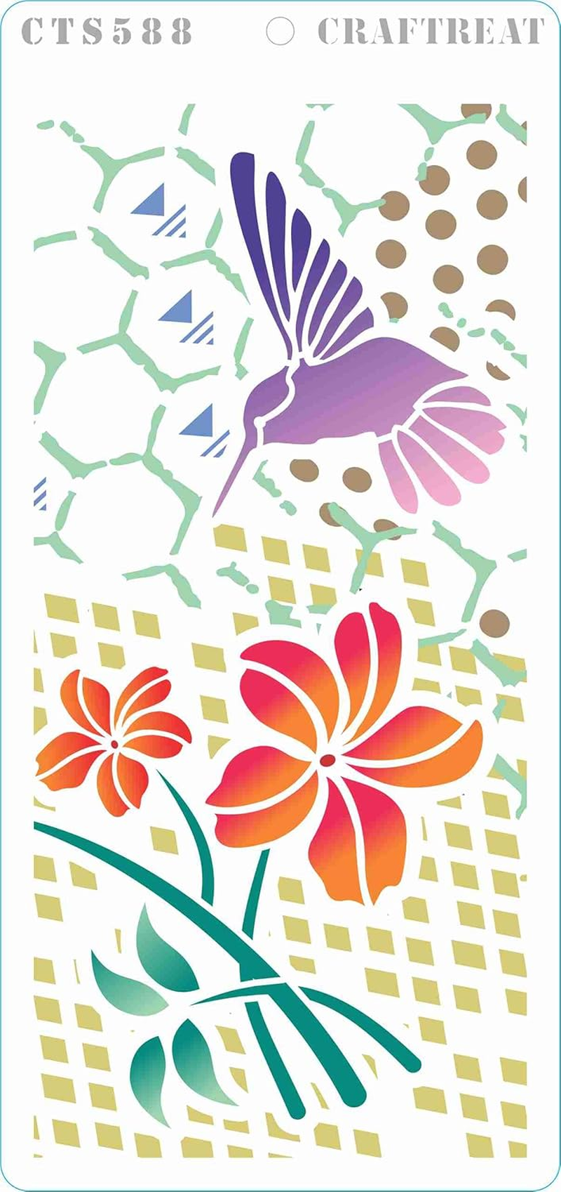 Craftreat Stencils for Painting on Wood, Canvas, Paper, Fabric and Tile - Flower and Hummingbird & Butterfly Magic - 2 Pcs - 4X8 Inches Each - Reusable DIY Art and Craft Stencils for Mixed Media Art image number 5
