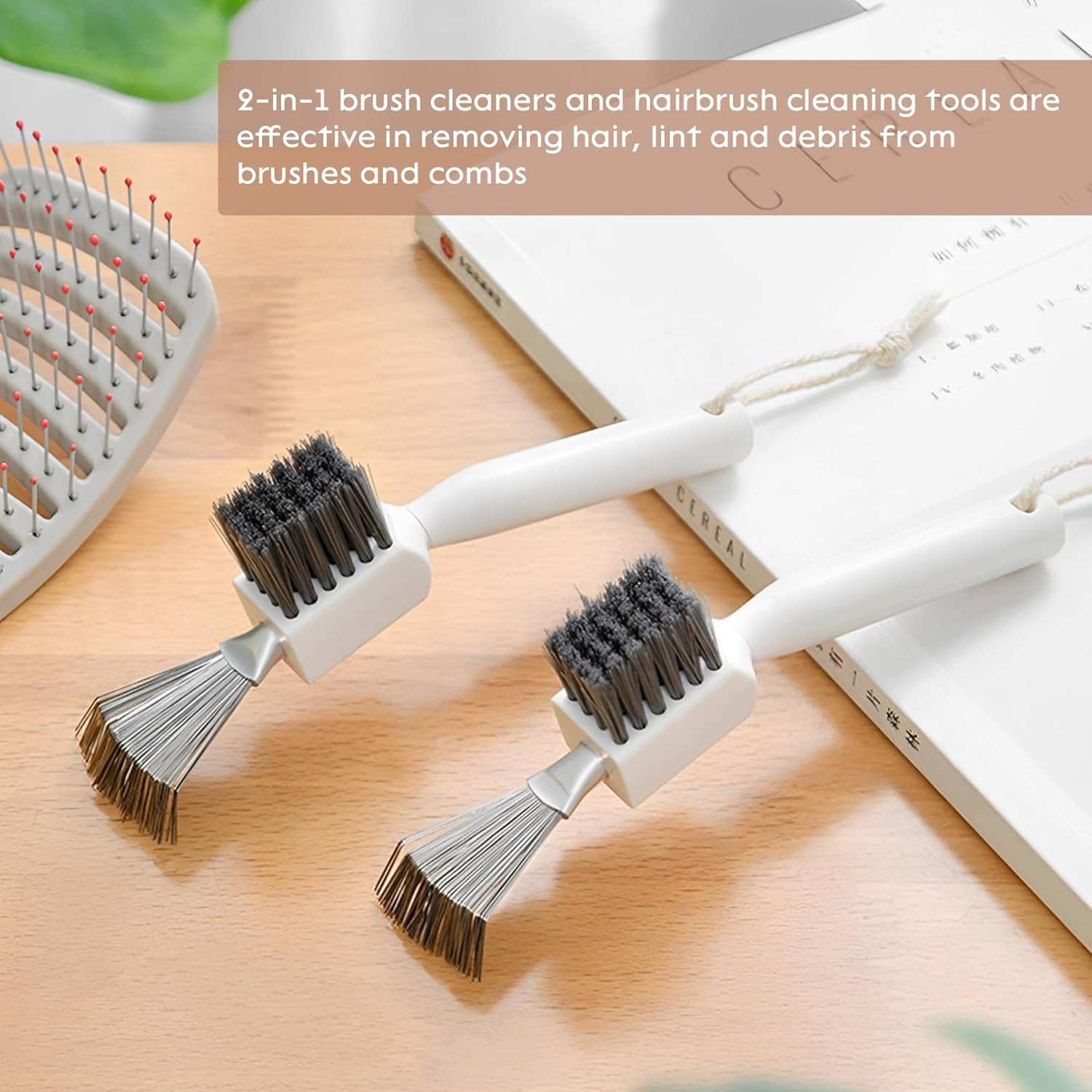 2 Pack 2 in 1 Hair Brush Cleaner,Hairbrush Cleaner Toolcomb Cleaner,Self Cleaning Hair Brush for Removing Hair and Dust Home or Salon Use