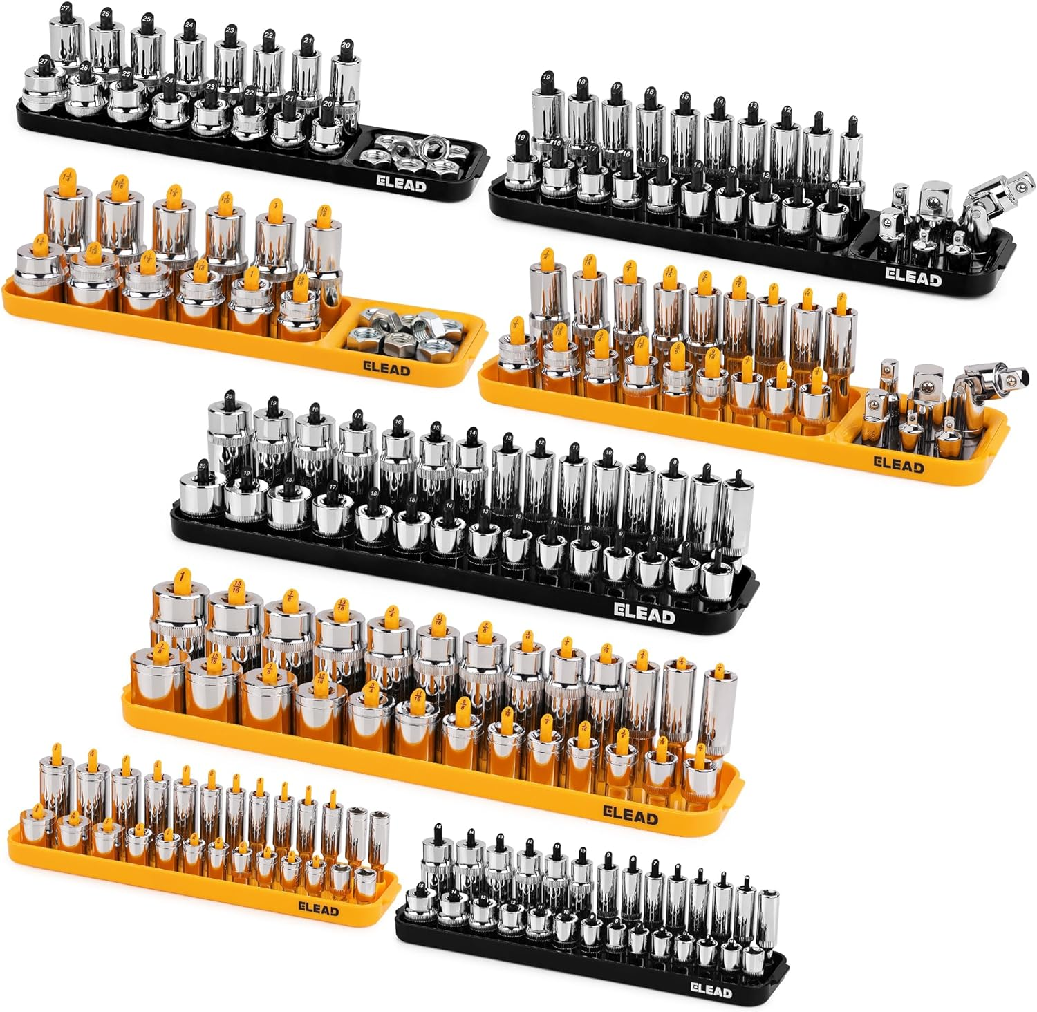8-Piece Socket Organizer Tray Set | Metric & SAE | Durable ABS Resin | Holds 176 Standard & Deep Sockets | Ideal for Toolboxes Drawers and Mechanics image number 4