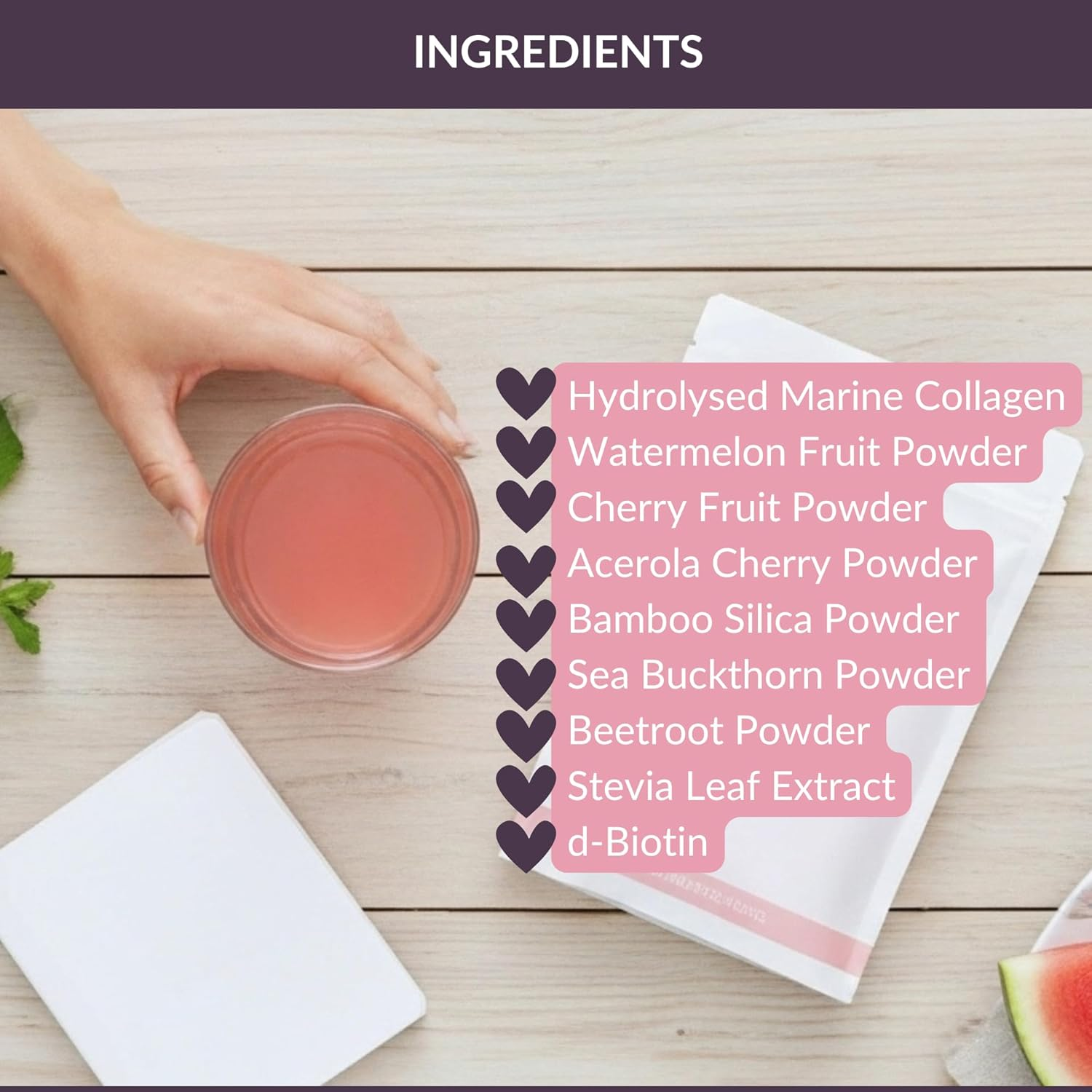 Nella Vosk Nourish Mama Recovery Hydration Powder &ndash; Collagen Protein Powder Drink with Vitamin C for Postpartum & Breastfeeding Support (No Added Sugar, Sweetened with Stevia) (150Gm, Watermelon Cherry) image number 3