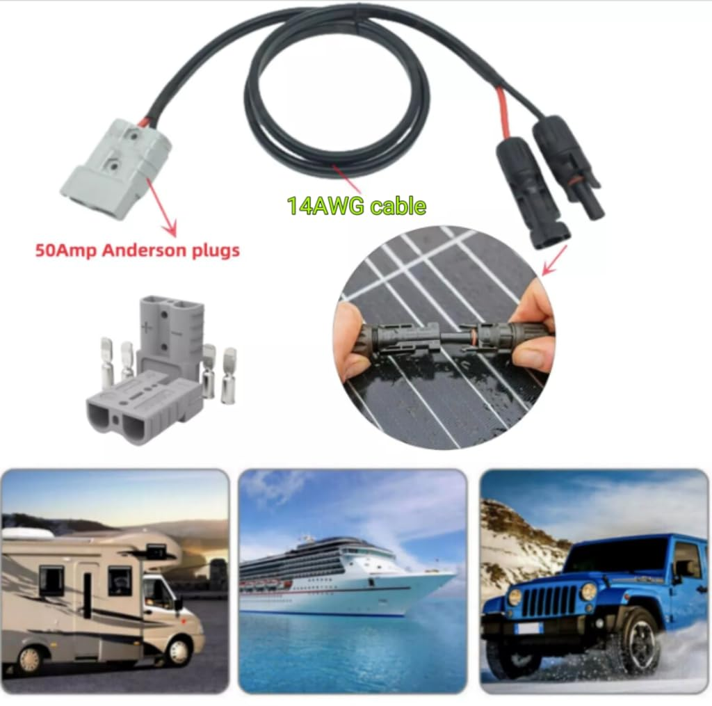 2M or 3M 50A Anderson Plug to MC4 Compatible Solar Connector Adapter &ndash; 14AWG Automotive Cable for Solar Panels, Power Stations, Rvs, 4WD, and Off-Grid Systems (300, Centimeters) image number 3