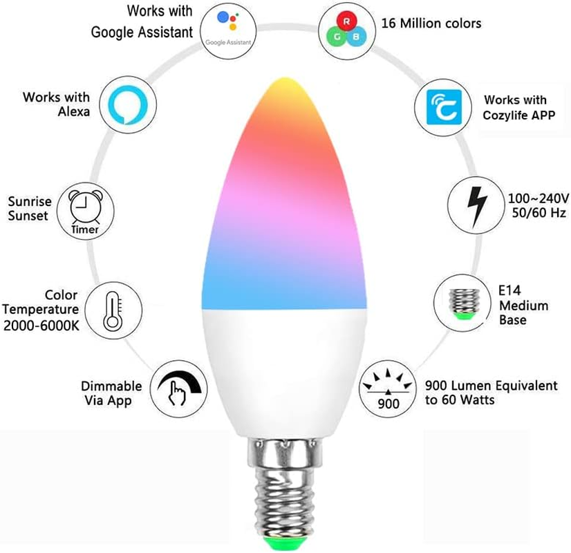 Homekit E12 Wifi Smart RGBCW Bulb Works with Homekit Siri Voice Control image number 1