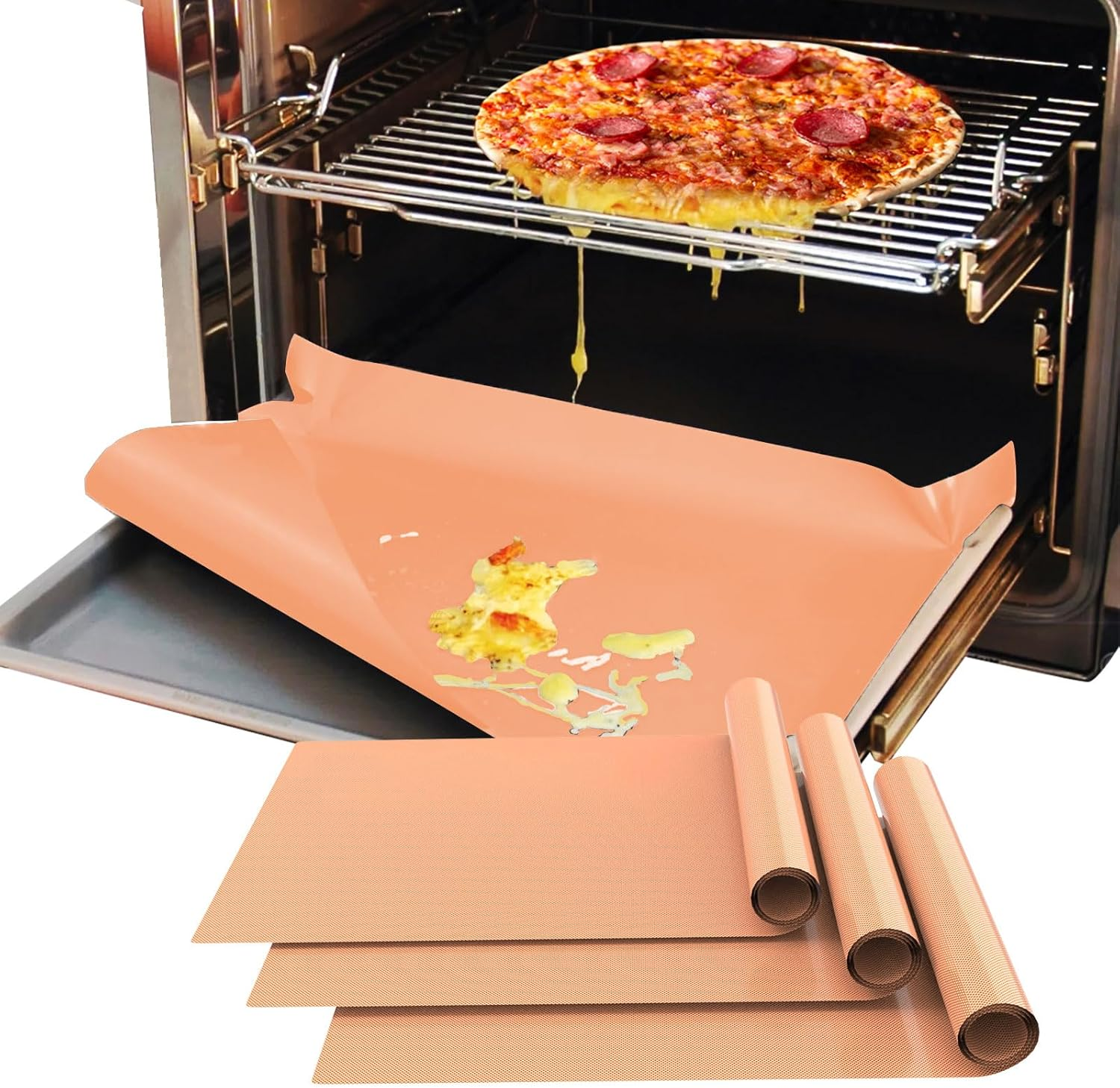 Cut to Size 16''X75'' (1,200 Sq. Inches) Oven Liners for Bottom of Oven, Non Stick Teflon Baking Mats, Reusable Kitchen Accessories for Gas Toaster Oven, Grills, Air Fryer Liners