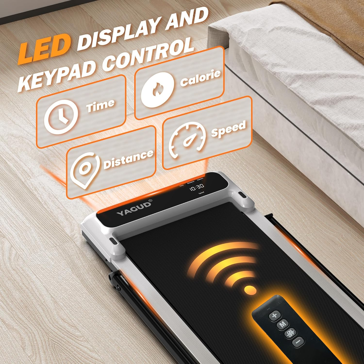 Walking Pad with Handle, under Desk Treadmill, Portable Treadmills for Home with Remote Control & Led Display, Non-Slip, Compact Portable, Low Noise for Home/Office Fitness Exercise image number 2