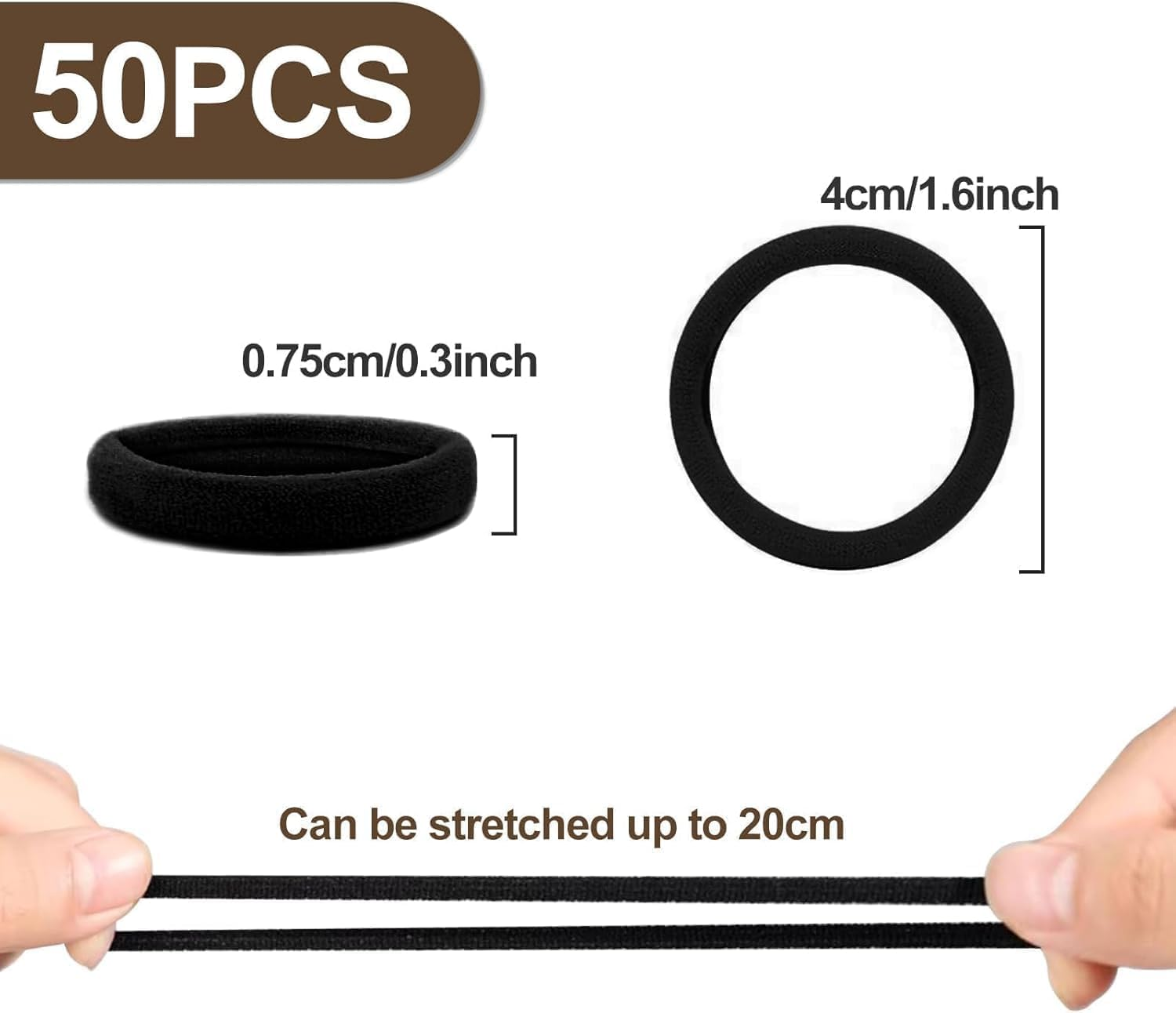 Hanyousheng Pack of 50 Women'S Hair Bobbles, Hair Bobbles Girls, without Metal Braid Elastics, Premium Rubber Bands, Hair Bands, for Girls, Men, Women image number 6