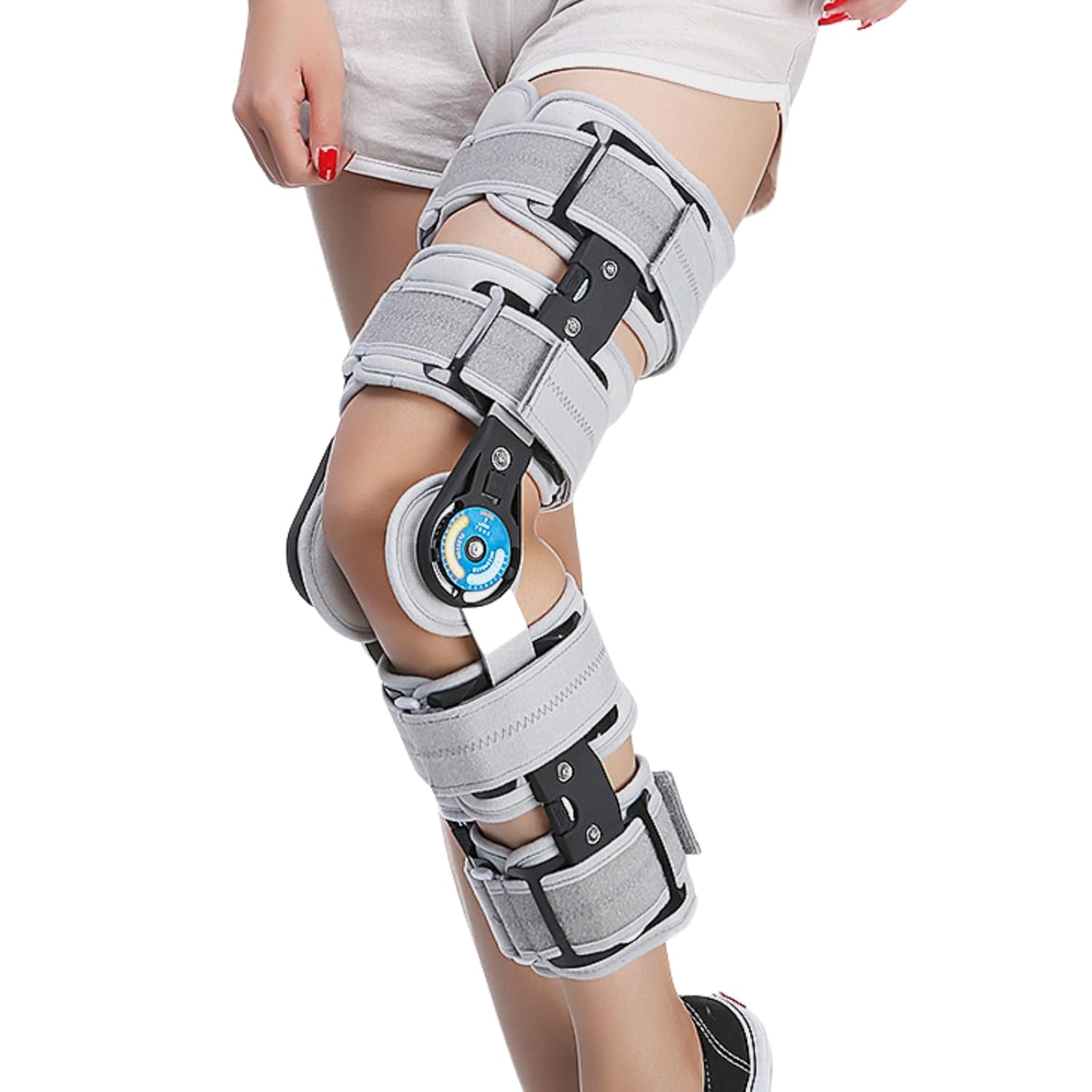 Hinged ROM Knee Brace with Side Stabilizers, Adjustable Post Op Knee Immobilizer for Meniscus Tear, ACL, PCL, MCL, Arthritis, Orthopedic Support after Surgery image number 2
