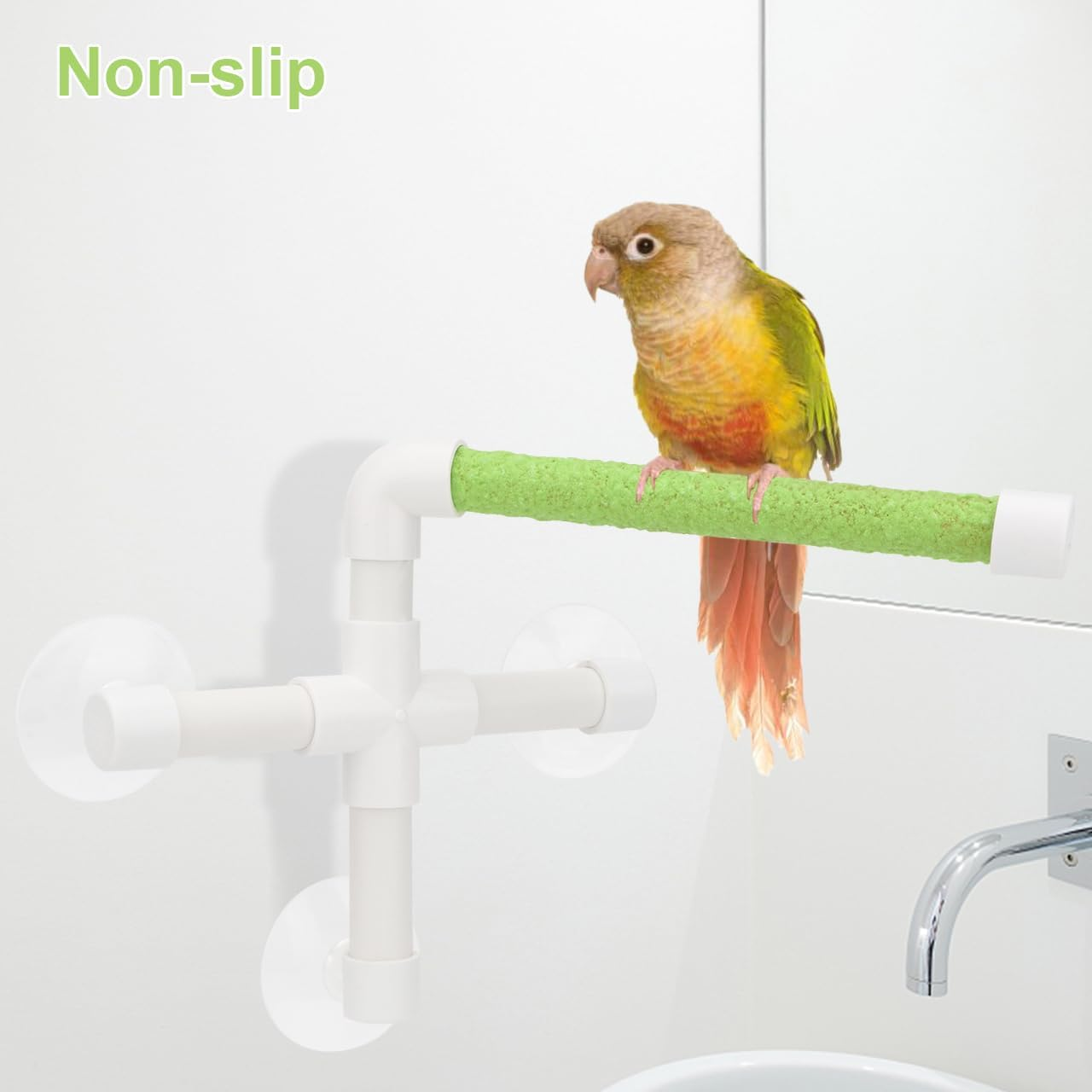 Hypeety Portable Suction Cup Bird Window and Shower Perch Toy for Bird Parrot Macaw Cockatoo African Greys Budgies Parakeet Bath Perch Toy image number 6