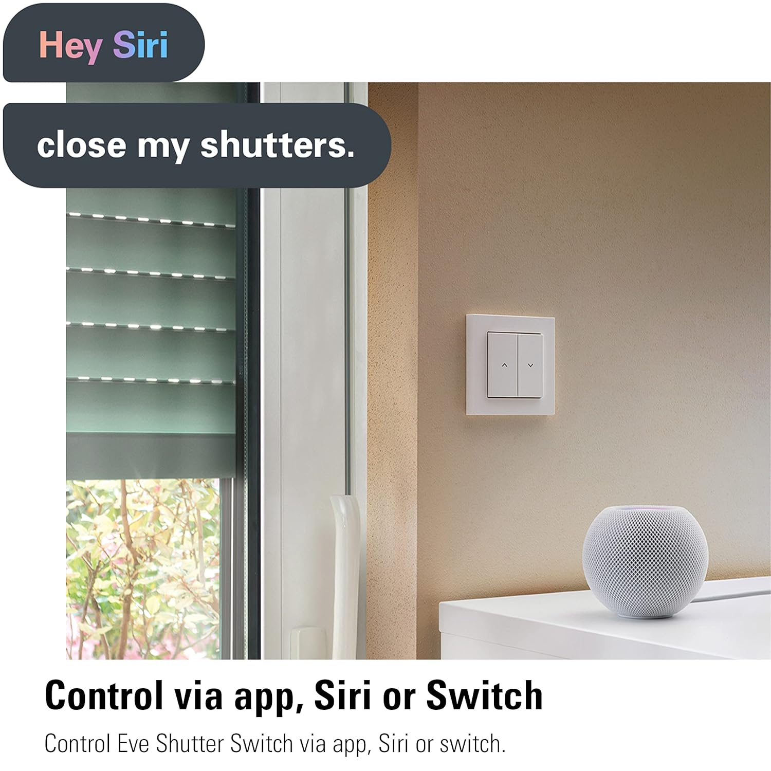 Eve Shutter Switch - Smart Roller Shutter Control with Built-In Schedules, Adaptive Shading, Siri Voice Control, Timer, Remote Access, No Bridge Needed, Bluetooth/Thread, Apple Homekit image number 1
