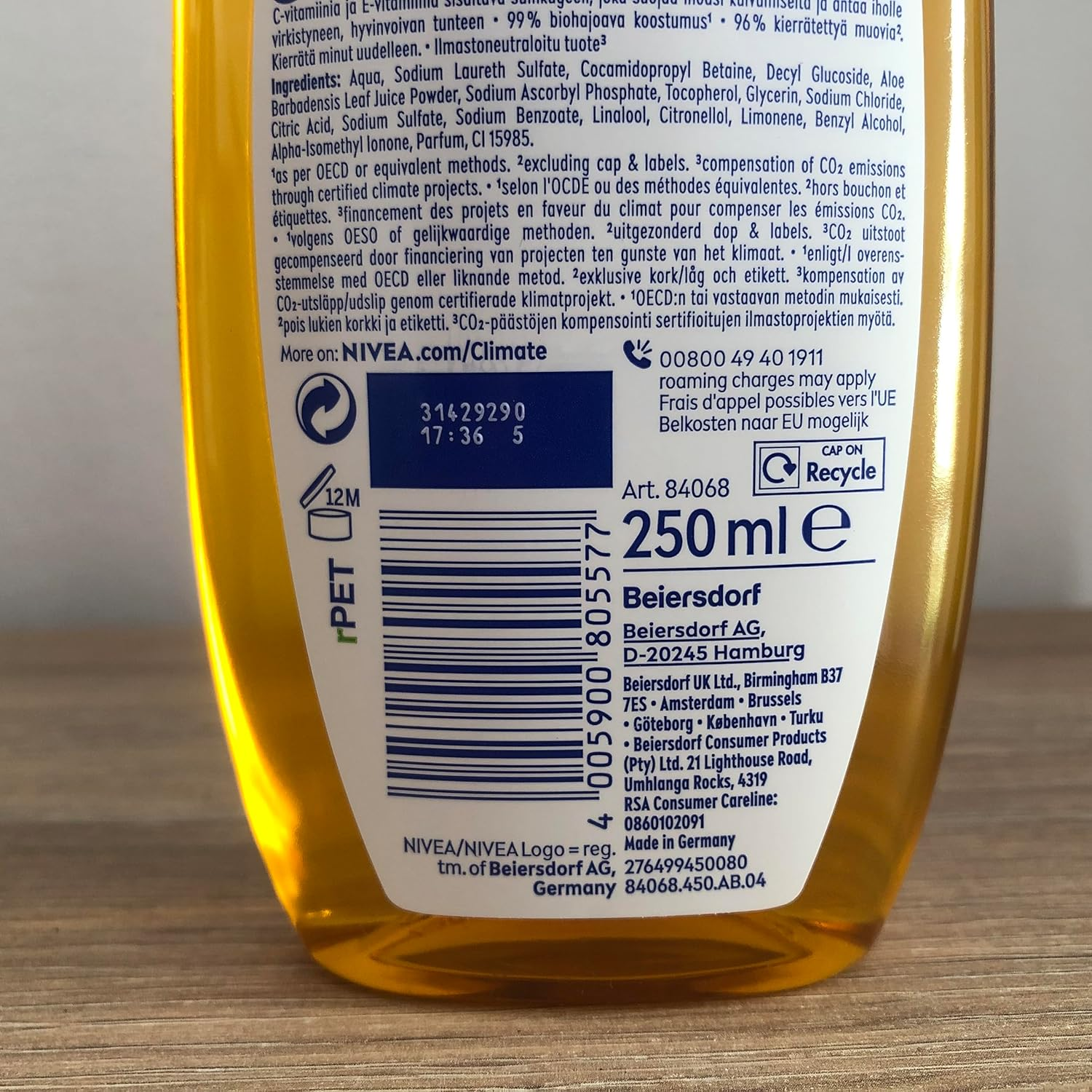 Nivea Shower Care, Original Scent Sun, Bottle, Welcome Sunshine, Pack of 2 (2 X 250 Ml)