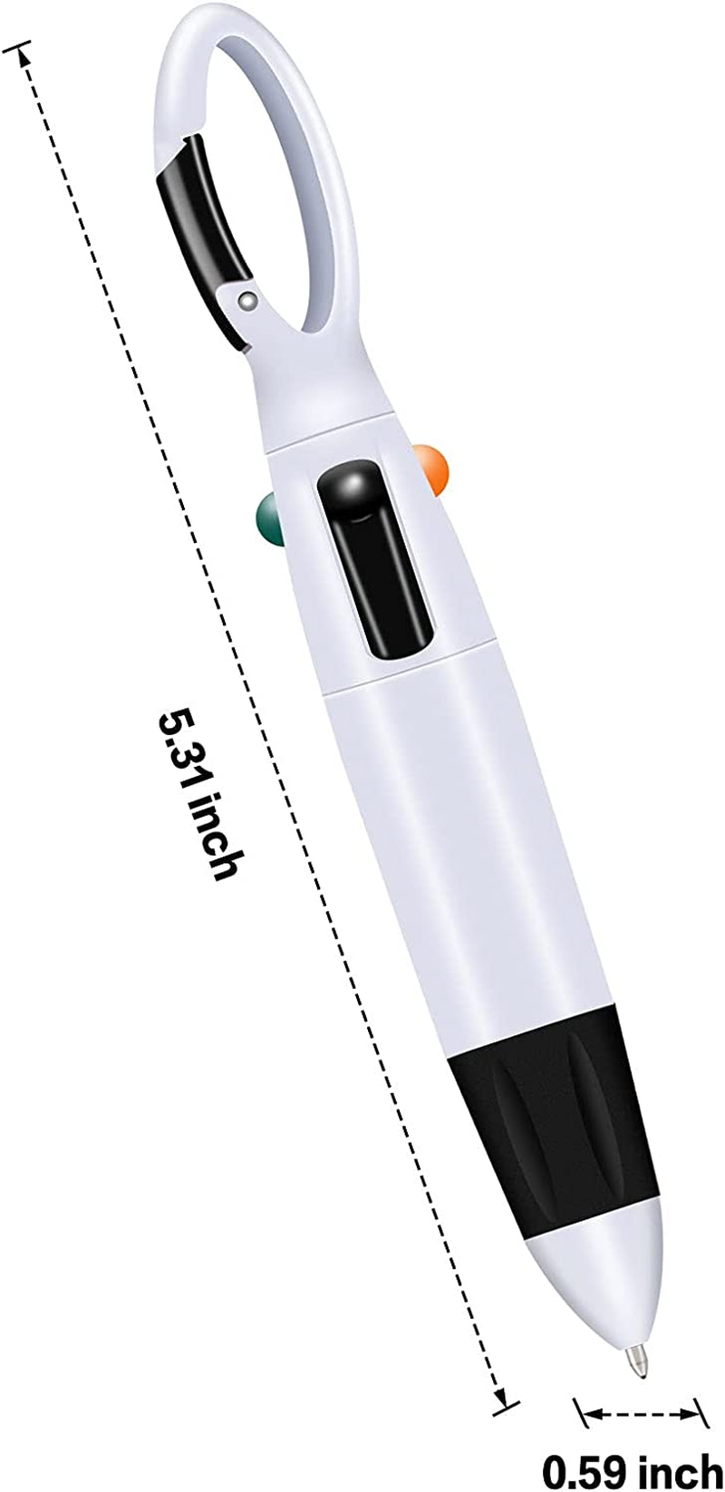 Abaokai 4 Pack 1.0 Mm 4-In-1 Shuttle Pens Retractable with Carabiner Keychain on Top, 4-Color Retractable Multicolor Ballpoint Pens for Office School Supplies Students Children Gift image number 2