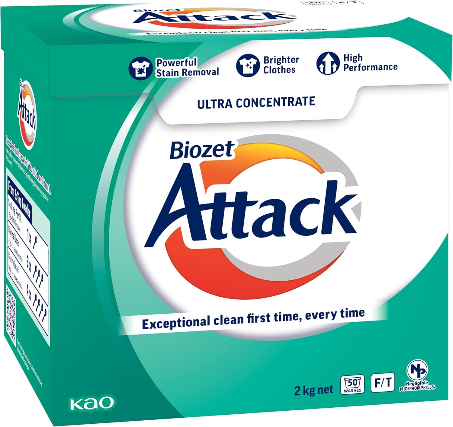Biozet Attack Regular Laundry Powder Detergent, 2 Kilograms image number 1