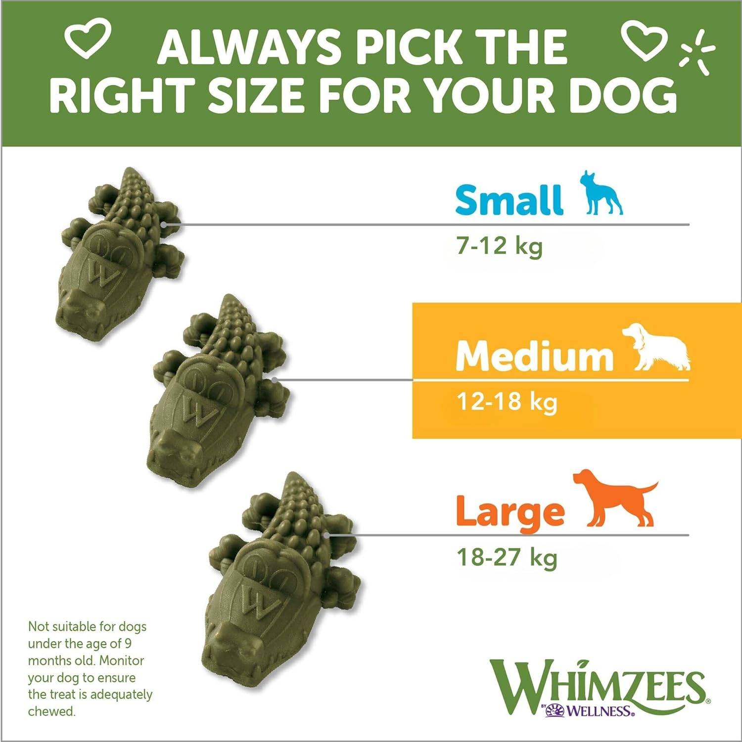 WHIMZEES Alligator Dental Dog Treats, Daily Bag, Medium (12-18 Kg Dogs), Natural Daily Dental Chews (Pack of 6) image number 2