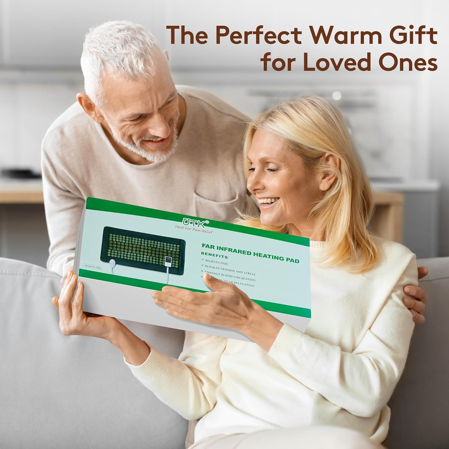 UTK Far Infrared Heating Pad for Back, 5X Deeper Relaxation for Full Back, Thigh, Hip, Muscle, Hotter to 159℉, Weighted Electric Mat with Jade Tourmaline Stones, 21" X 38" Extra-Large Size image number 6