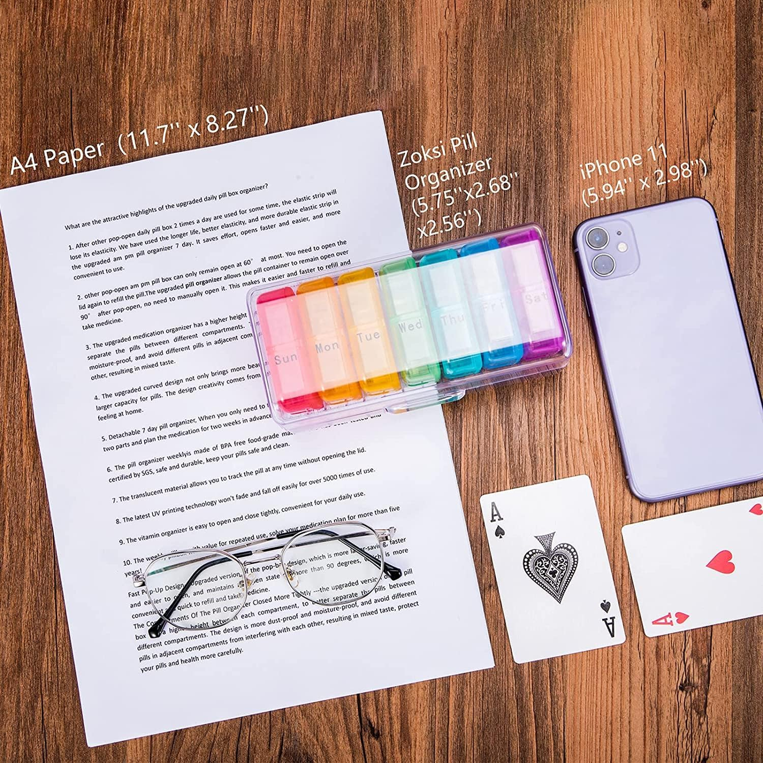 Weekly Pill Organizer 2 Times a Day, Rainbow 7 Day Am Pm Pill Box, Daily Am Pm Pill Organizer 7 Day, Portable Case for Fish Oils, Vitamin, Supplement image number 1