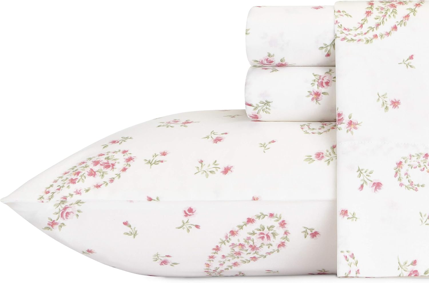 Laura Ashley Sateen Collection Sheet Set-100% Cotton, Silky Smooth & Luminous Sheen, Wrinkle-Resistant Bedding, Queen, Bristol Paisley image number 1