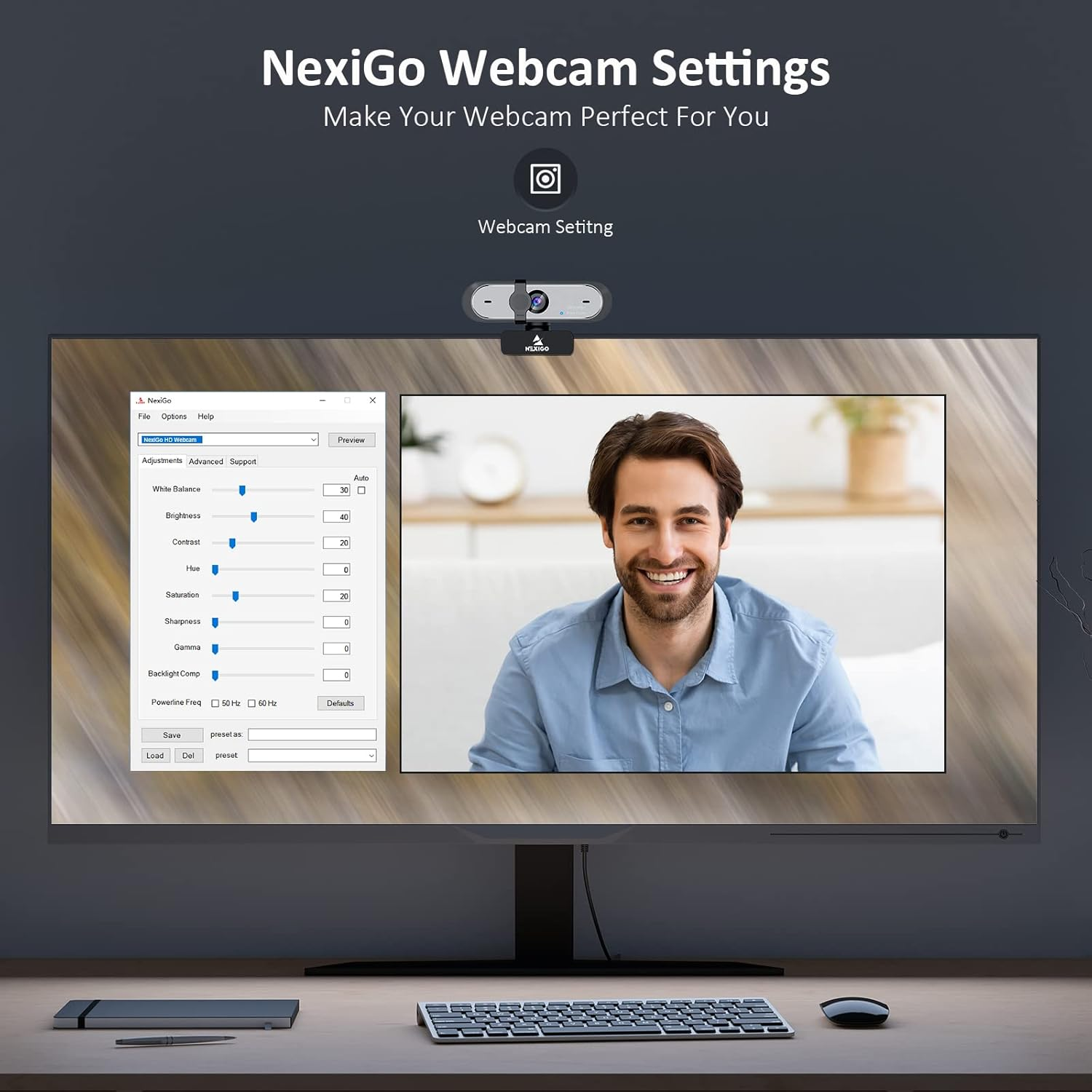Nexigo N660P 1080P 60FPS Webcam with Software Control, Dual Microphone & Cover, Autofocus, HD USB Computer Web Camera, for Obs/Gaming/Zoom/Skype/Facetime/Teams/Twitch image number 2