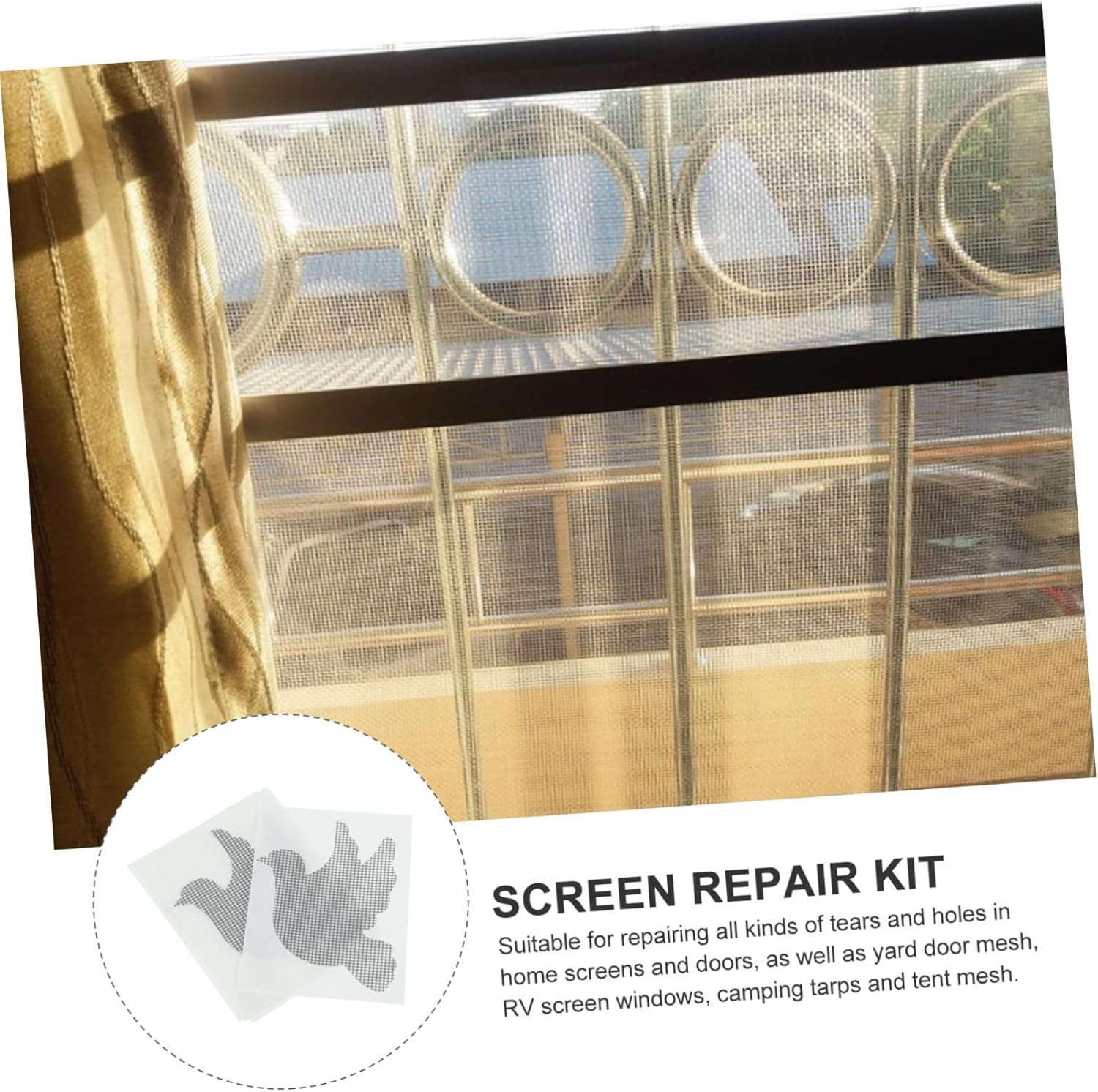 10Pcs Screen Repair Patch Kit Self-Adhesive Mesh Tape for Window and Door Screen Hole Repair for Small Hole Fixing