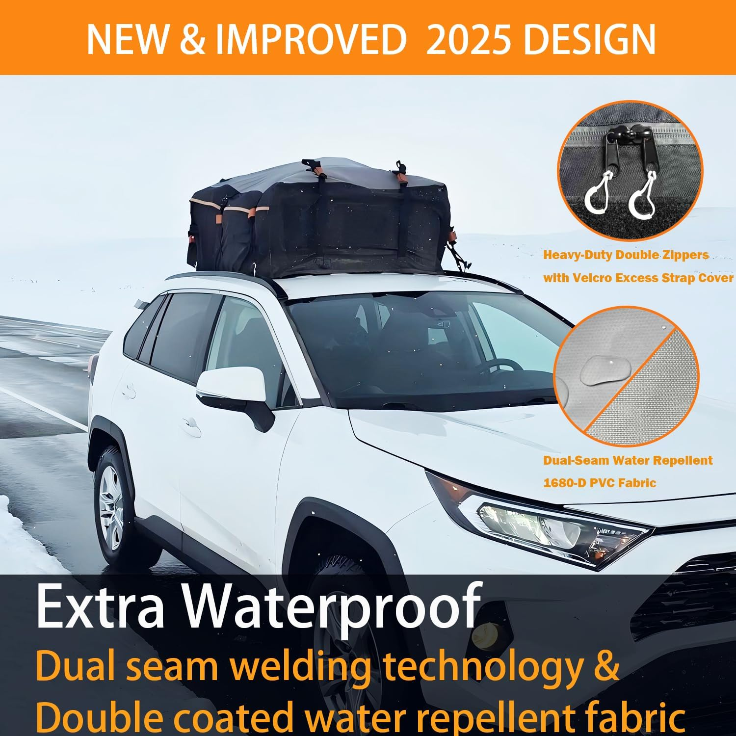 XXL 28 Cuft Car Rooftop Cargo Carrier Bag Extra Waterproof Car Roof Storage with 10 Heavy Duty Tie down Straps and 6 Hooks Roof Bag Cargo Carrier for Top of Vehicle With/Without Rack