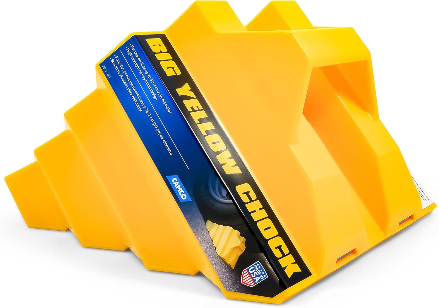 Camco Heavy Duty Big Yellow Chock - Helps Keep Your Trailer in Place so You Can Re-Hitch, Honeycomb Design for Extra Strength and Durability (44419) image number 6