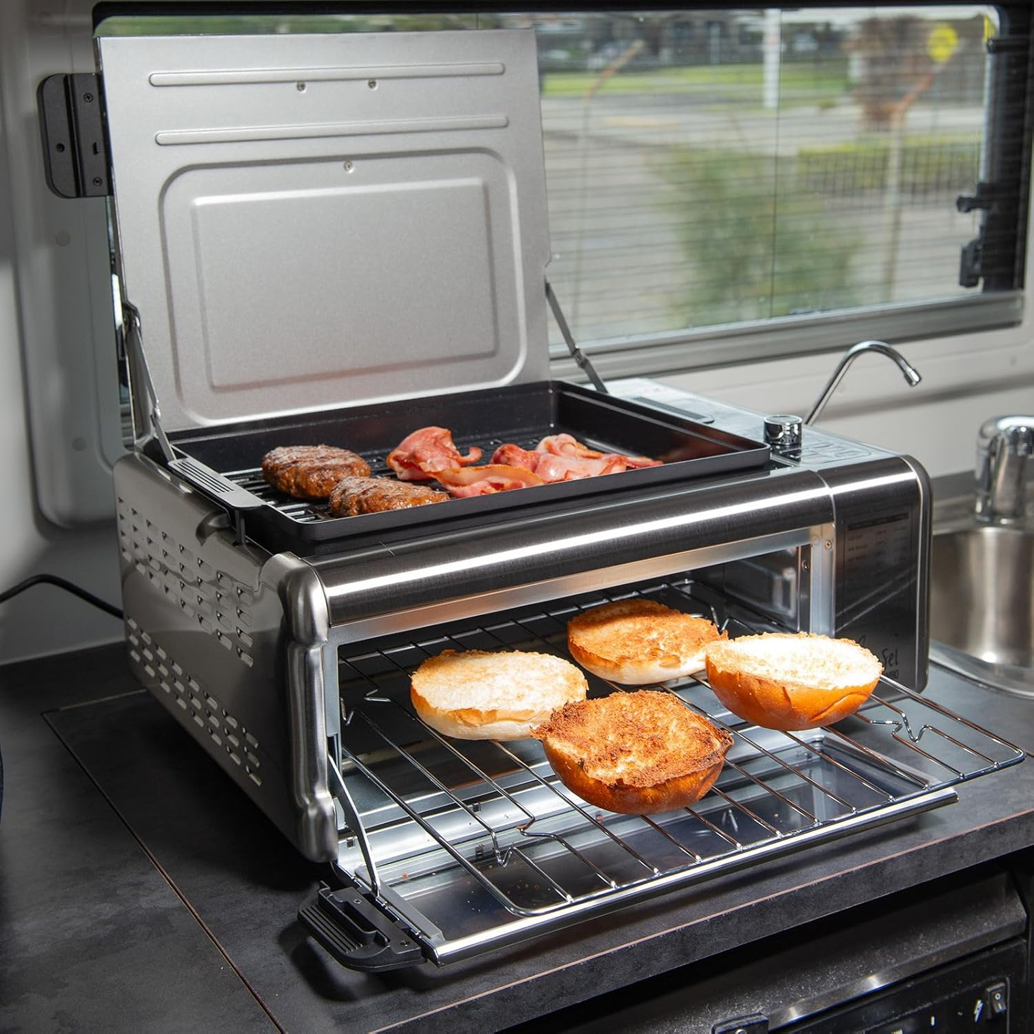 Kitchen Couture 9-In-1 Sensei Digital Air Fryer Oven and Grill 17 Litre with Pizza Stone Stainless Steel image number 1