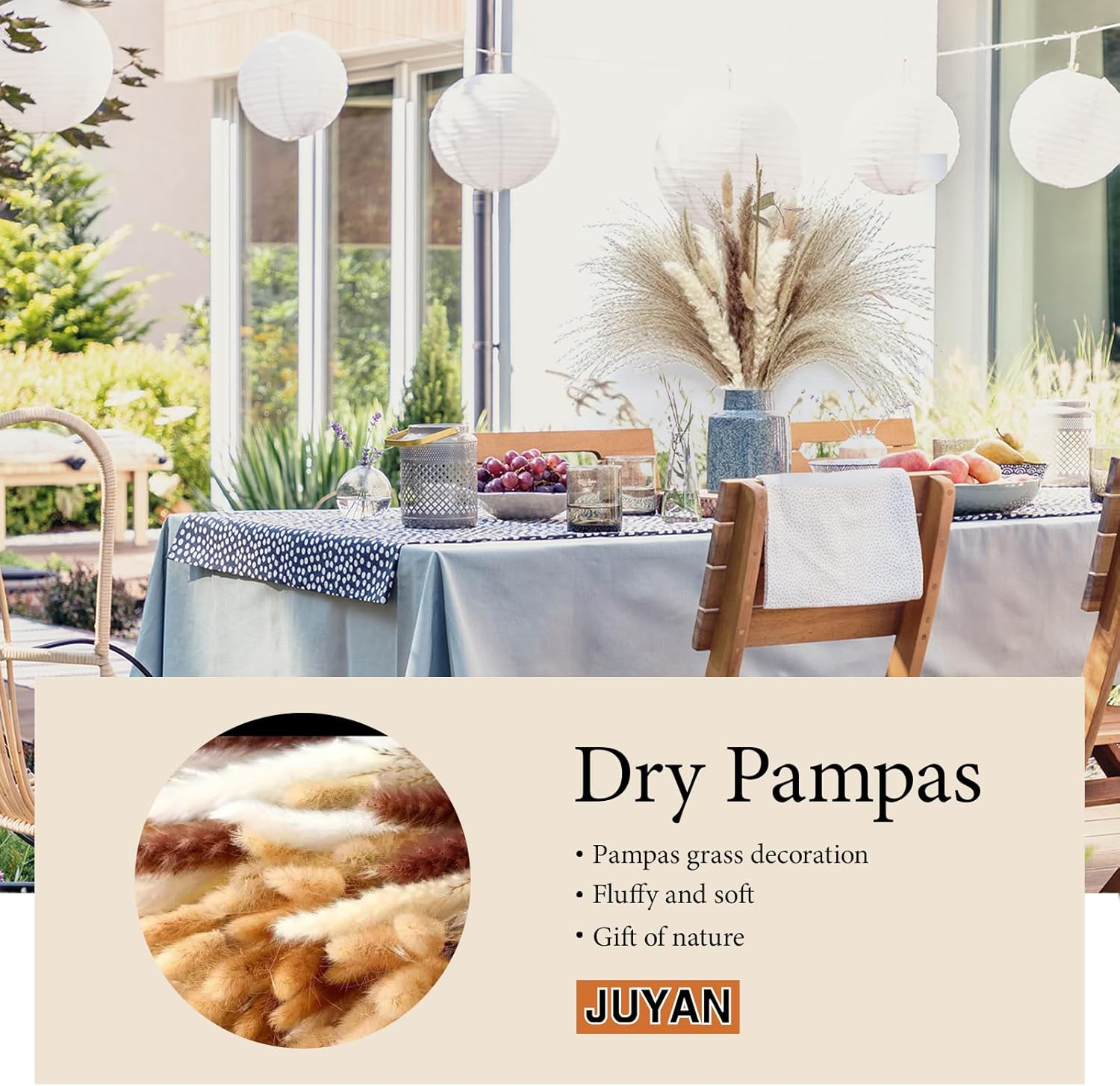 100 Pieces of Pampas Decorations, Dried Pampas Grass Decorations, Dried Tail Flowers, Vase Filling Decorations, Wedding Bouquets, Home Decor image number 1