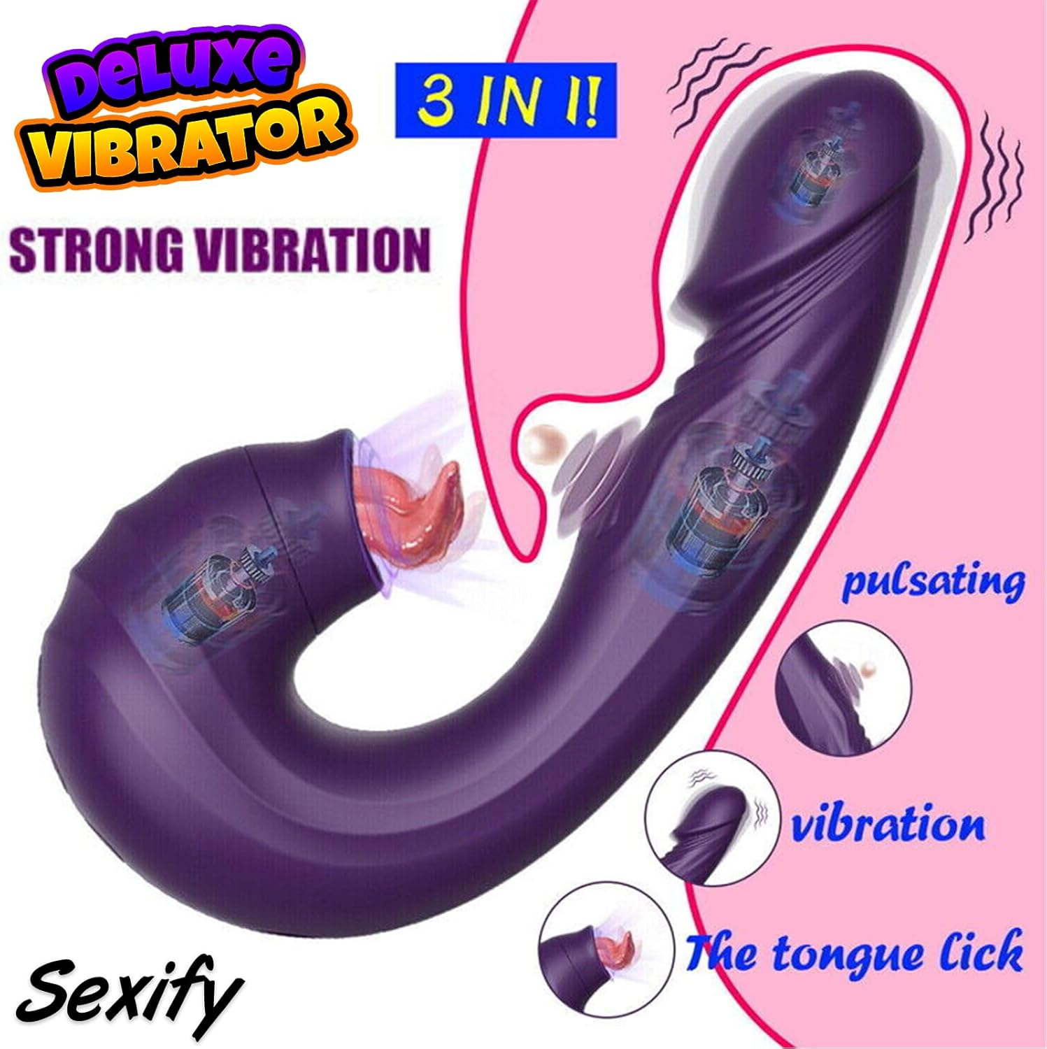 Clitoral Sucking G Spot Vibrator for Women - 3 in 1 Dildo Vibrators Clitoralis Stimulator with 5 Sucking G-Spot Slapping & 10 Vibrating Modes, Adult Sex Toys for Women and Couple