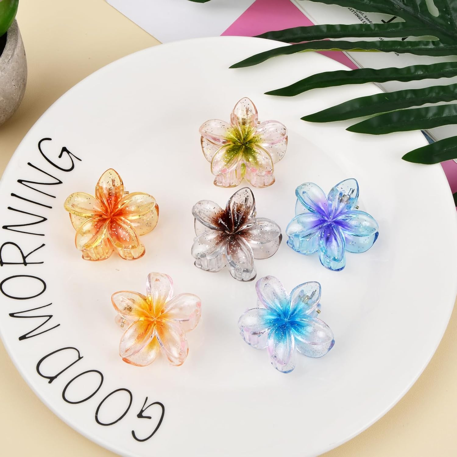 Dewocke Pack of 6 Flower Hair Clips, Non-Slip Hair Clips, Cute Hair Clips, Women Girls Hair Styling Accessories for Women, Thick Thin Hair, Everyday Party, Wedding and Beach Party, Pool, Holiday image number 6