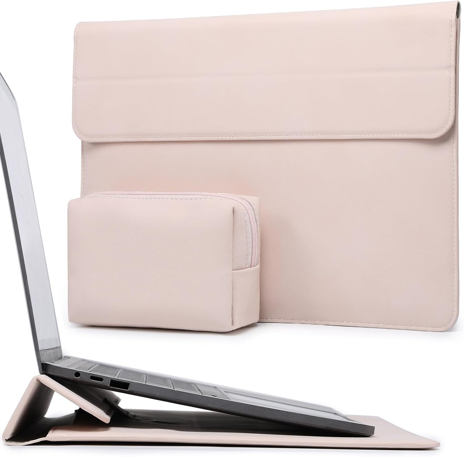 HYZUO 13.3-14 Inch Laptop Sleeve Case with Stand Feature for Macbook Pro 14 M5/M4/M3/M2/M1 2026-2021, Macbook Pro/Air 13.3, 13.5" 13.8" Surface Laptop, HP Spectre X360 13/14, Dark Green