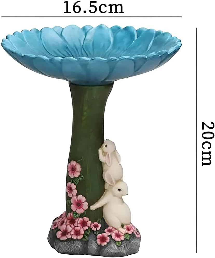 Statue Bird Feeder, Bird Bath Standing Resin, Garden Resin Ornament, Bird Feeders Rabbit Shape Garden Yard Statue, Polyresin Bird Bath for Outdoors Home Garden Backyard image number 4