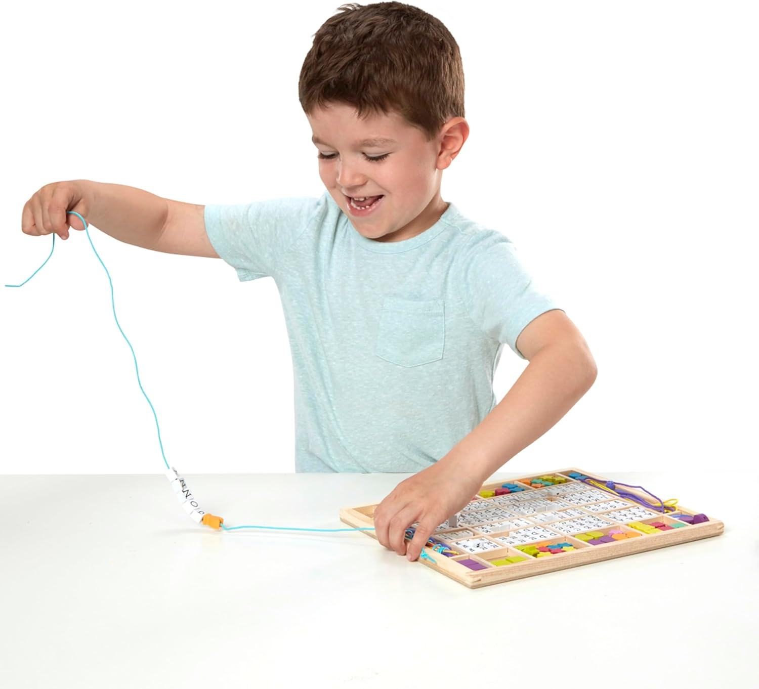 Melissa & Doug Wooden Stringing Beads | Arts & Crafts | DIY | 4+ | Gift for Boy or Girl image number 1