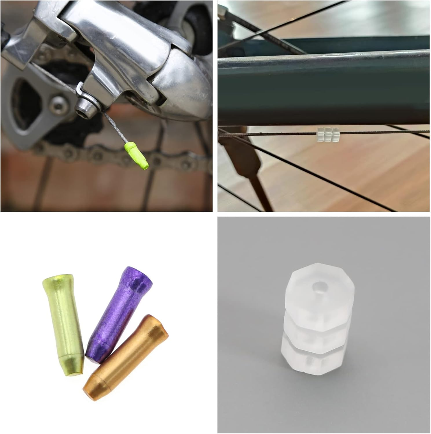 Ecsing 100Pcs Bike Cable End Caps Replacement Cable Crimp Terminals Aluminium Alloy Bike Cable End Crimps with O Rings Accessories for Mountain Bikes Road Bikes Folding Bikes image number 2