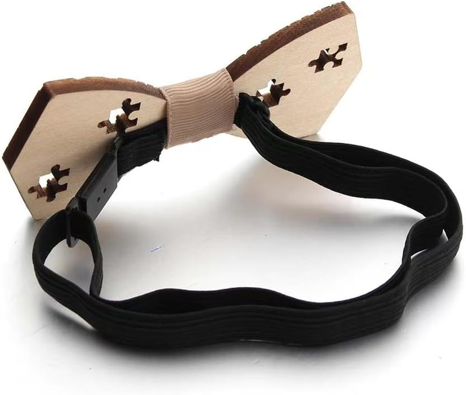 Natural Wood Bow Ties Colorful Handcrafted Wooden Bowtie Necktie Adjustable Bowties with Gift image number 4