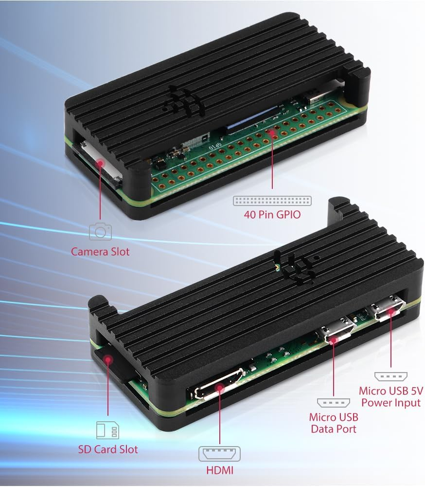 Geeekpi Zero 2 W Board with Raspberry Pi Zero 2 W Case, Copper Heatsink, 20Pin Header, Micro USB to OTG Adapter, Switch Cable and HDMI Adapter image number 3