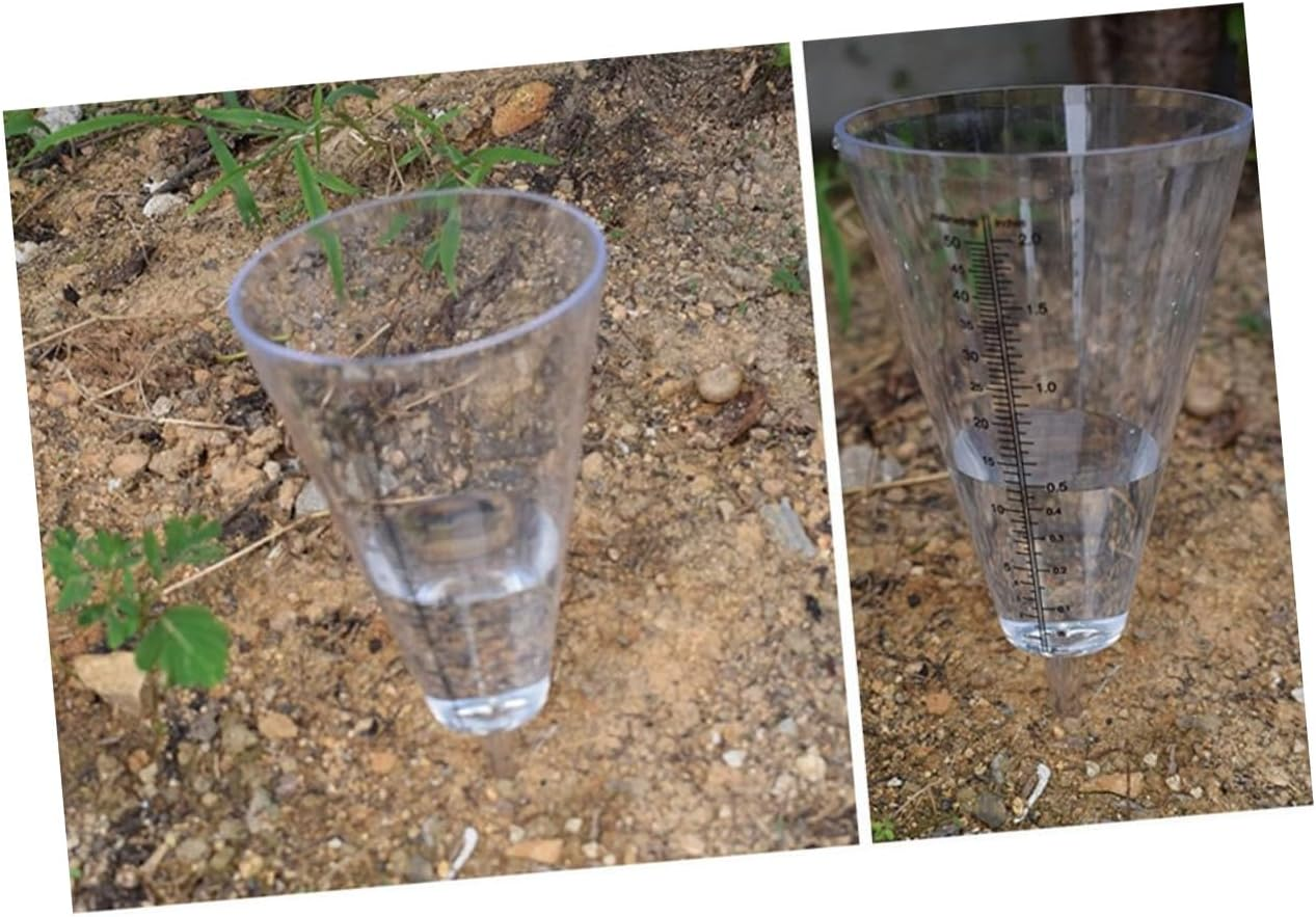 Bestonzon 3Pcs Clear Conical Rain Measuring Cups with Ground Stake Design Transparent Graduated Rain Gauge for Garden Agriculture and Meteorological Use Accurate Outdoor Water Measurement image number 1