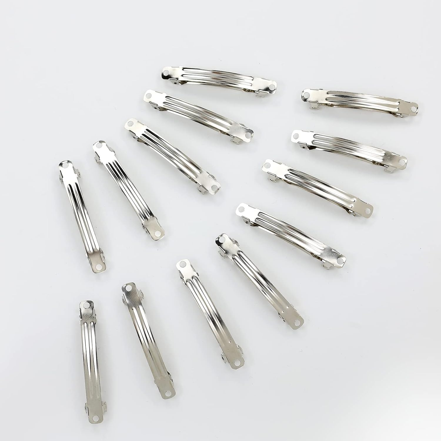 100 Pack 6 CM 2.36 Inch Blank Silver Square Rectangle Metal French Barrette Plain Base Hair Clips DIY Crafting Clips for Bows Snap Hair Clips Ponytail Holder Hairclips Hair Accessories for Women Girl image number 3