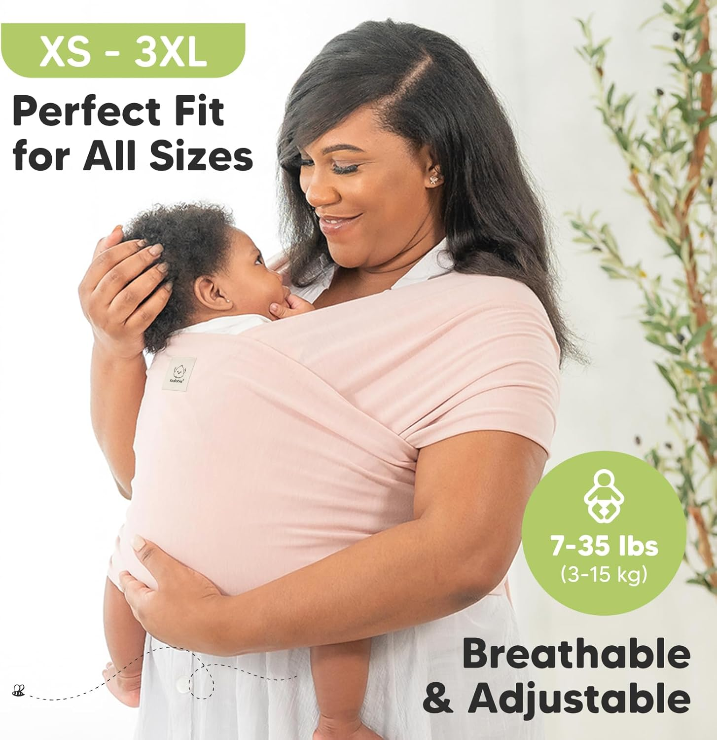 Keababies Baby Wrap Carrier - All in 1 Original Baby Carrier Newborn to Toddler Sling, Easy to Wear, Hands Free Bonding, Lightweight, Breathable Infant Wraps (Light Heather)