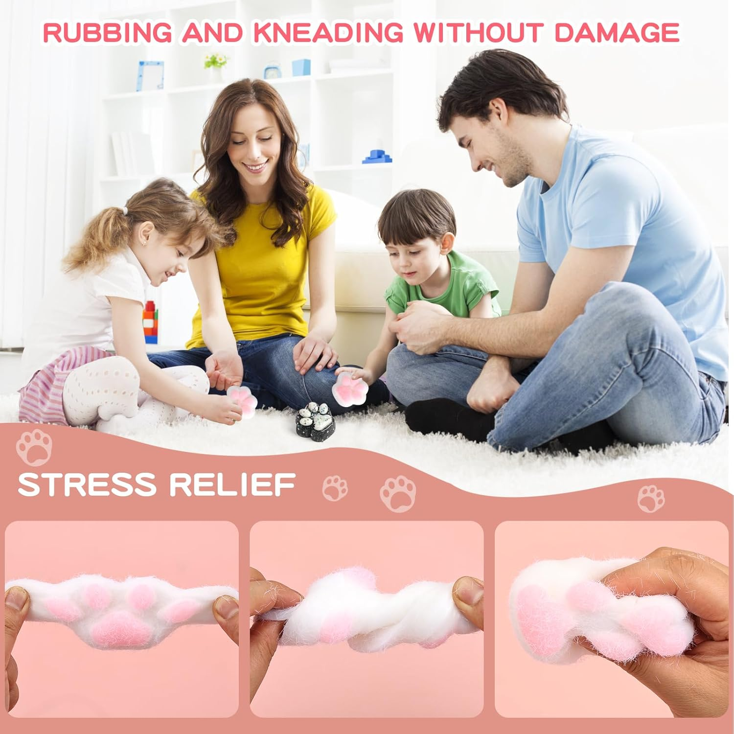 Taba Squishy Cat Paw Squeeze Toys for Kids, Kawaii Squishy Fidget Toys, Cute Things for Teen Girls and Boys, Cat Themed Teenage Girl Gifts Trendy Stuff (Purple Plush Cat Paws) image number 3