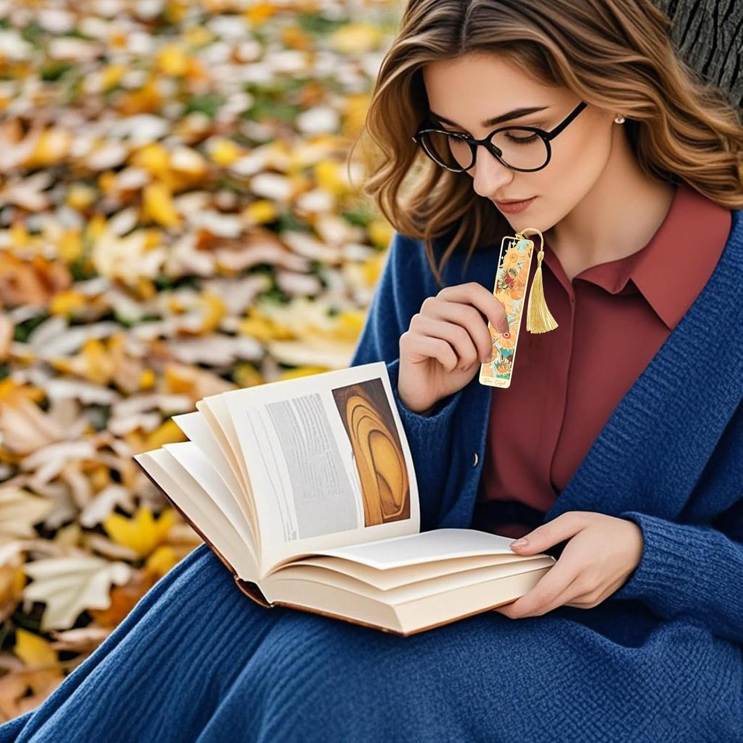 4 Metal Bookmarks with Tassels, Golden Hollow, Van Gogh Oil Painting Theme, for Book Lovers, Writers, Readers (Children, Teens, Adults) image number 3