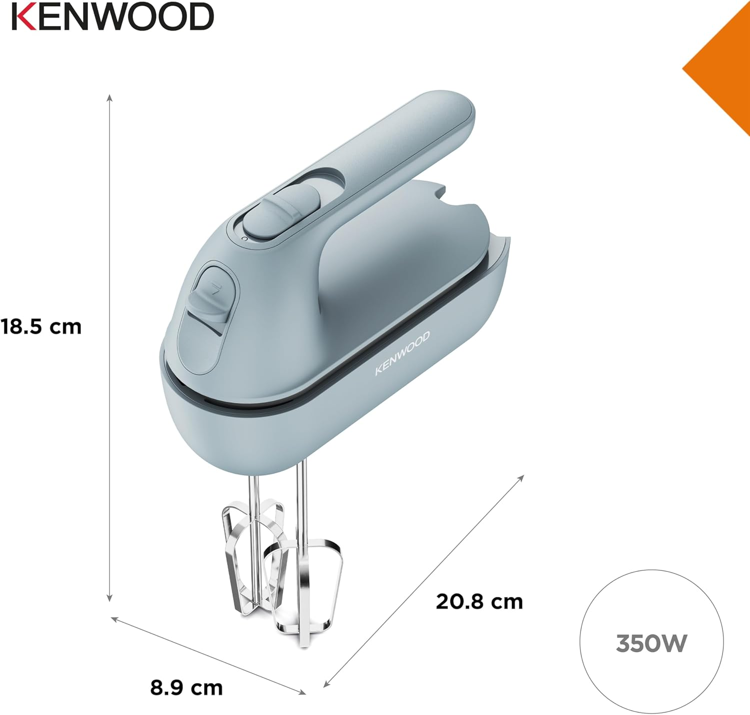 Kenwood Quickmix Go HMP40000GY, Portable Hand Mixer with Integrated Carrying Case, Sureeject Release, Stainles Steel Beater and Kneaders Included, Measuring Spoon, 350W, Storm Blue image number 2